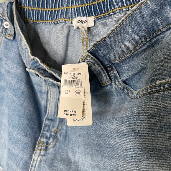 NWT AERIE daydream denim distressed cut off shorts Women's Large - Picture 4 of 5